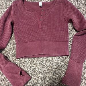 Aerie Waffle Knit Crop Top - Dusty Rose